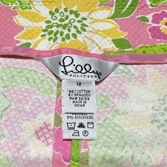 Lilly Pulitzer Vintage Captis Pants Size 12 Alligator Floral Print Textured Bows - Picture 3 of 11